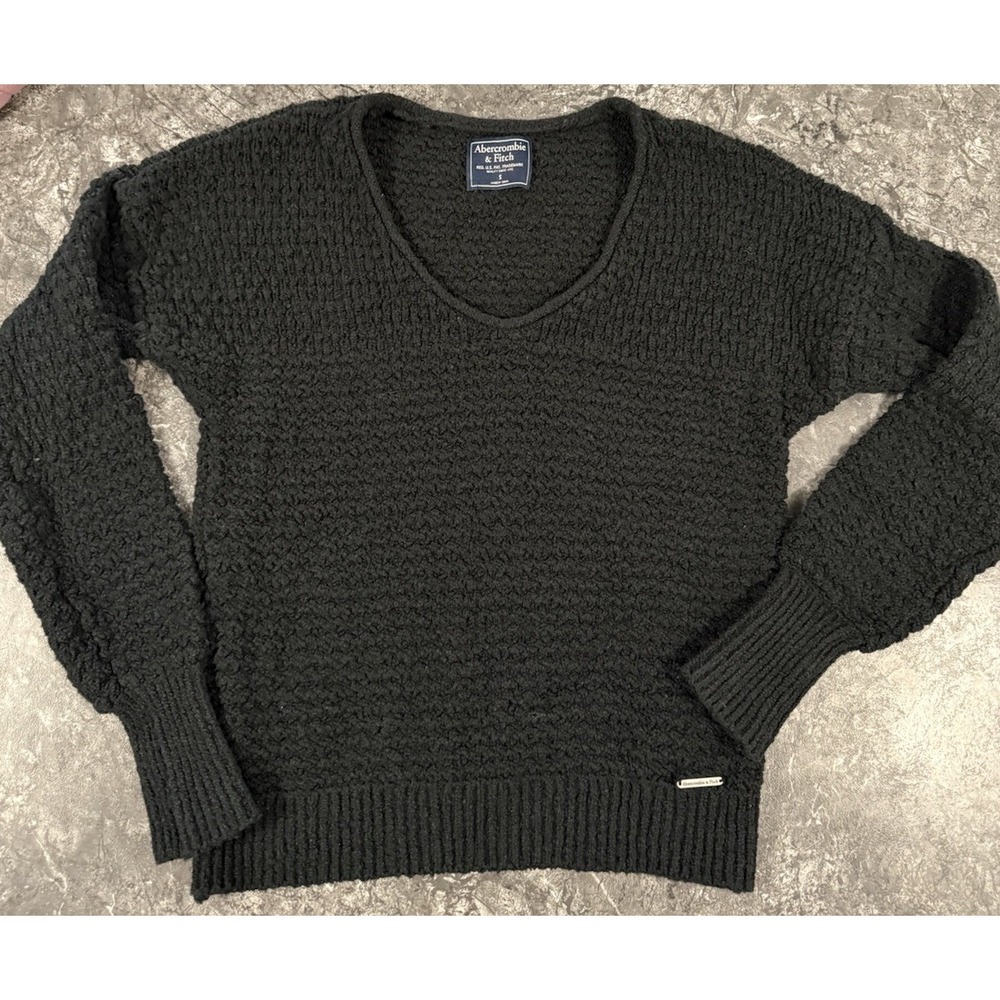 Abercrombie & Fitch Womens‎ Loose Knit Textured  Sweater Black Sz Small